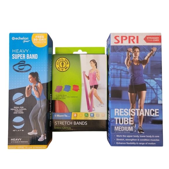 Lot of 3 Resistance Bands NIB Various Weights/Brands At-home Workout Exercise - Picture 1 of 14